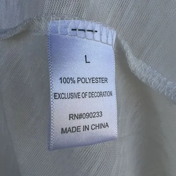 L.A. HEARTS Women's Blouse Ivory Boho Large Crinkle-Rayon 3/4 Sleeve Square Neck - Picture 14 of 14